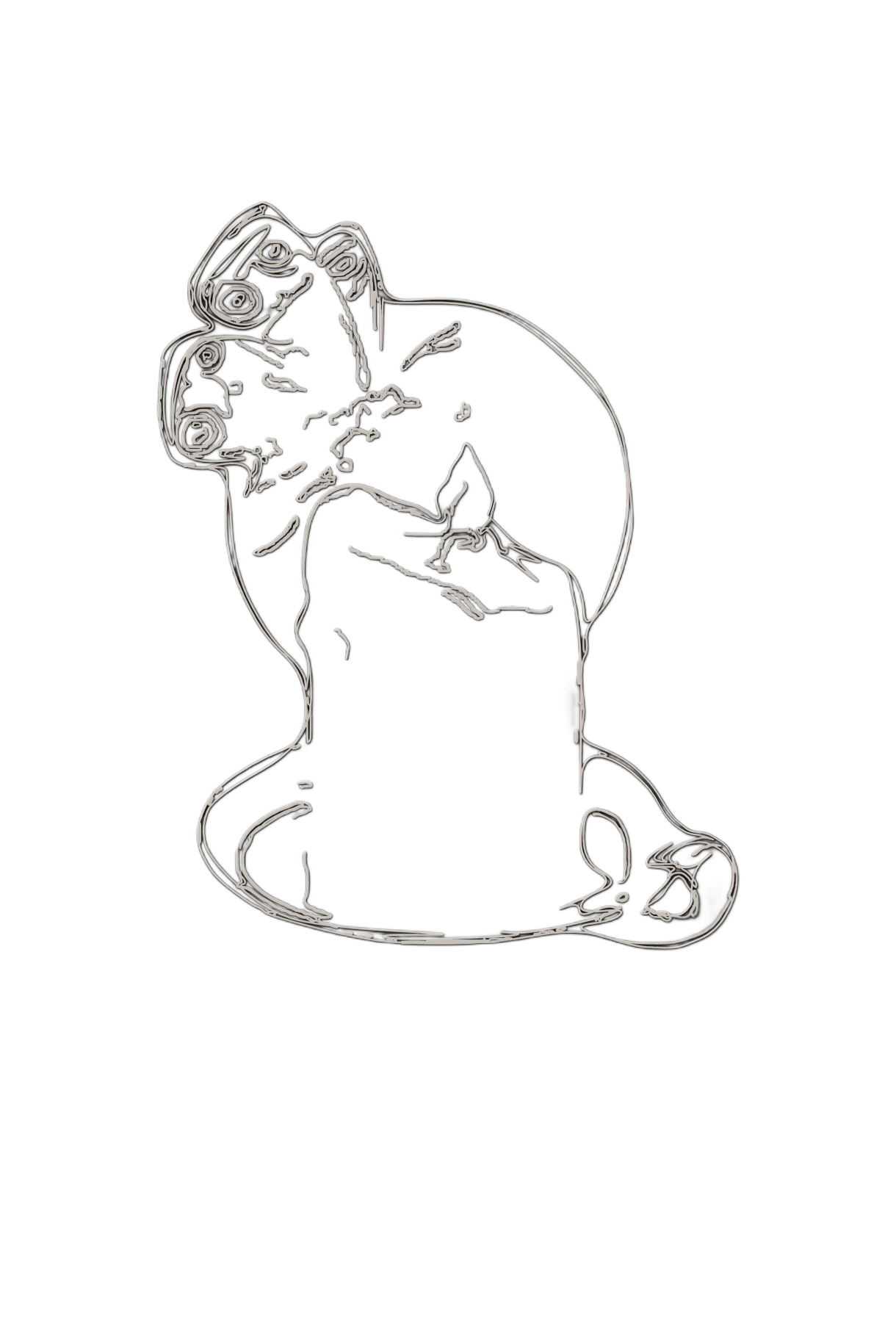 Candle and moth line trace glyph
